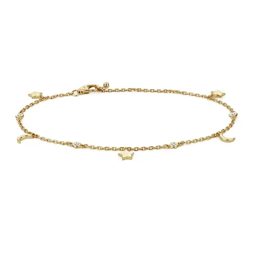 DIAMOND STAR & MOON BRACELET 9ct yellow gold 